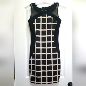 Rinascimento M dress, Gorgeous mesh neckline, black and beige